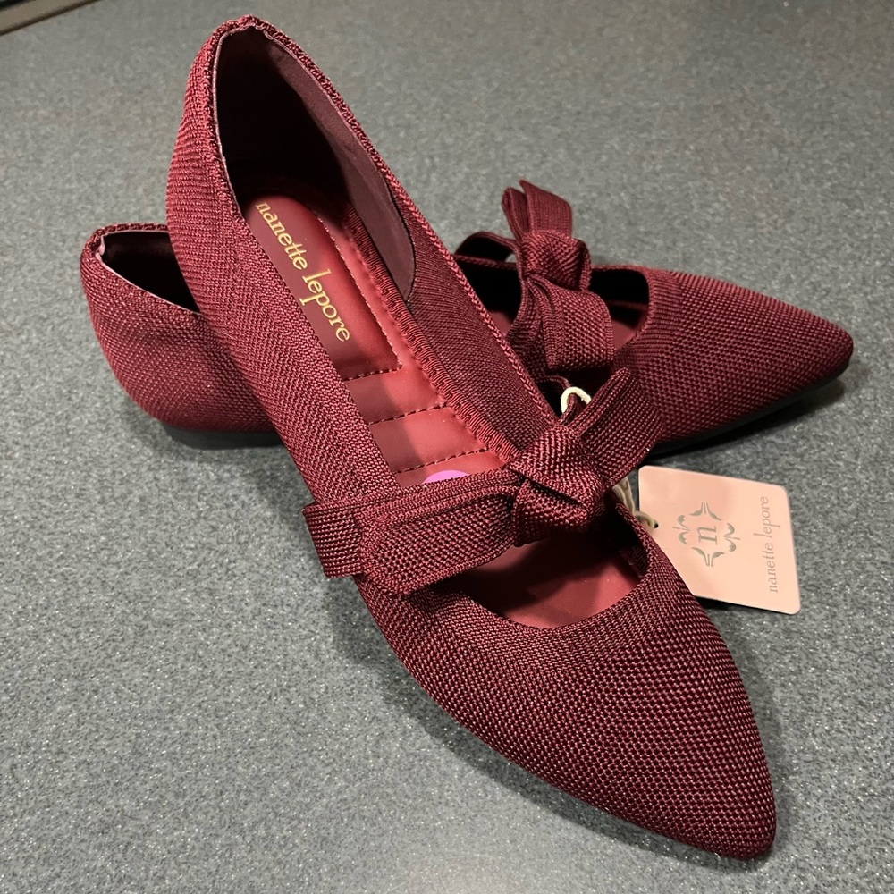 Nanette Lepore Maroon Bow Flats